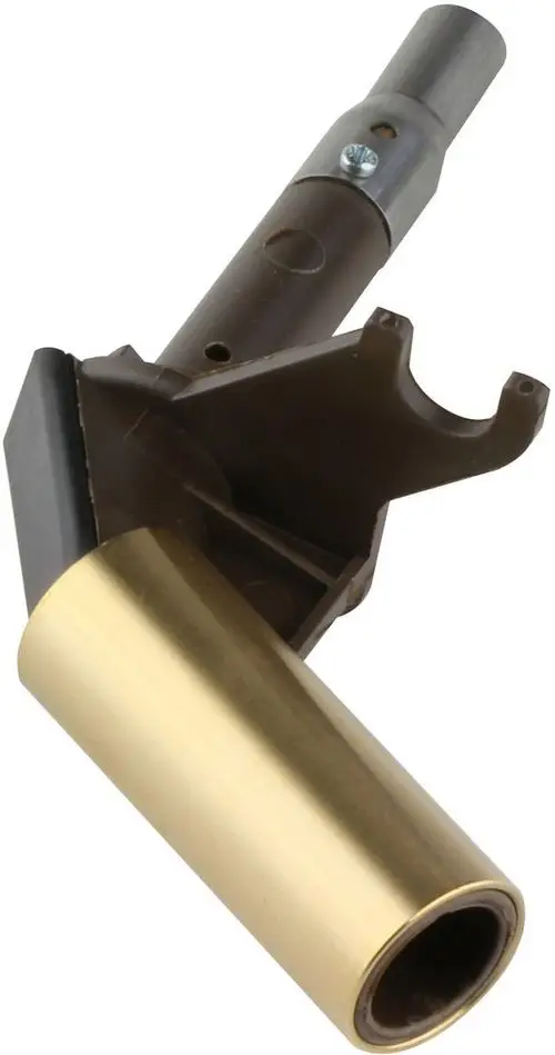 Winkelhalter von Bosch in einer metallischen Ausführung mit einer länglichen runden Öffnung und einer Kunststoffhalterung.